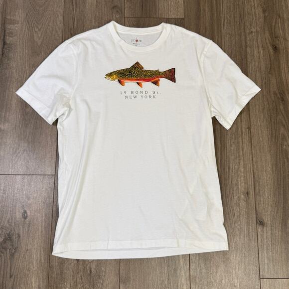 J.Crew Broken-In Classic Tee Men M White Bond Street Graphic Short Sleeve Cotton - Picture 1 of 5